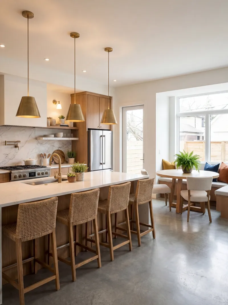 Virtually staged kitchen with updated finishes